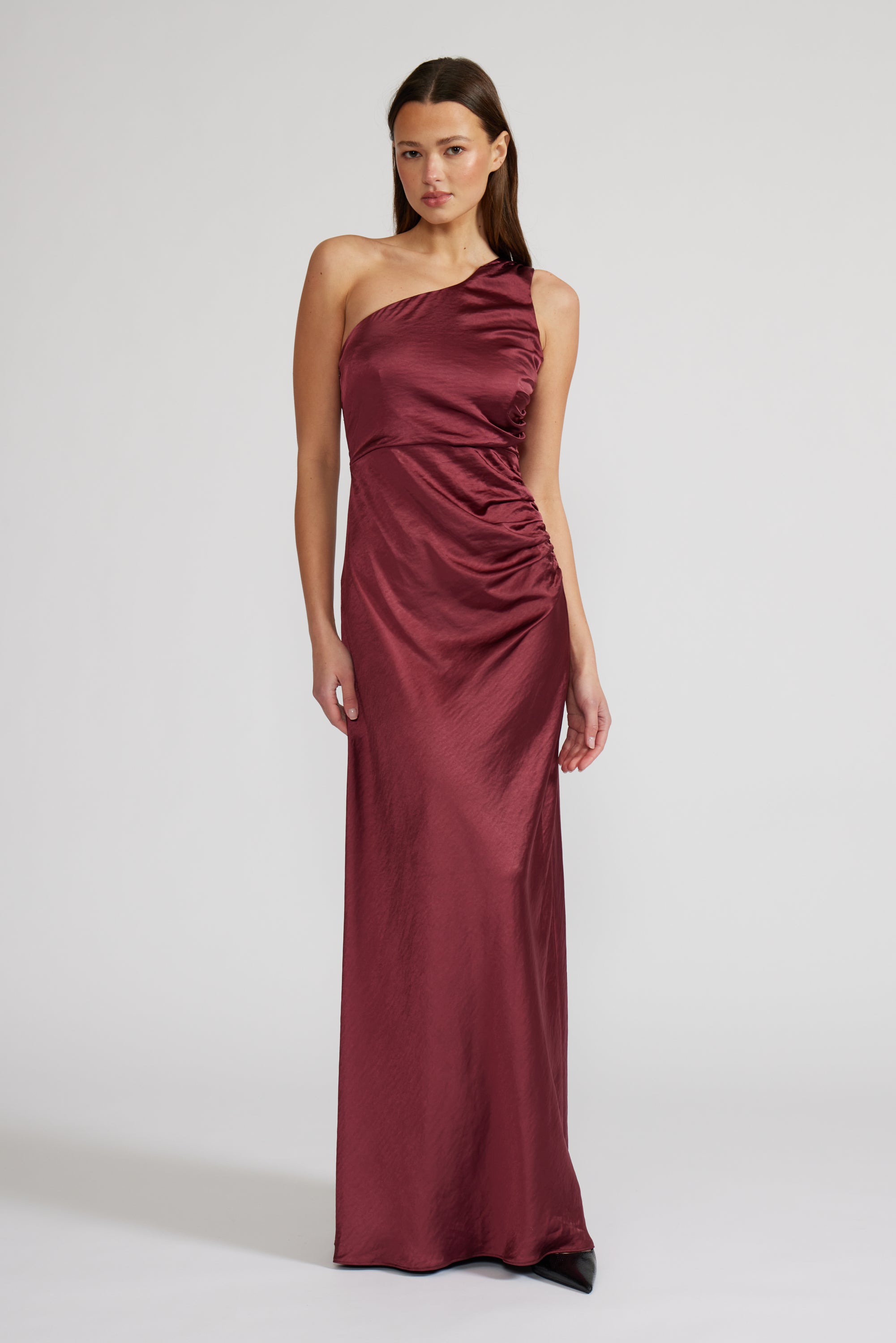 Lucy Paris - Milena One Shoulder Dress - Maroon