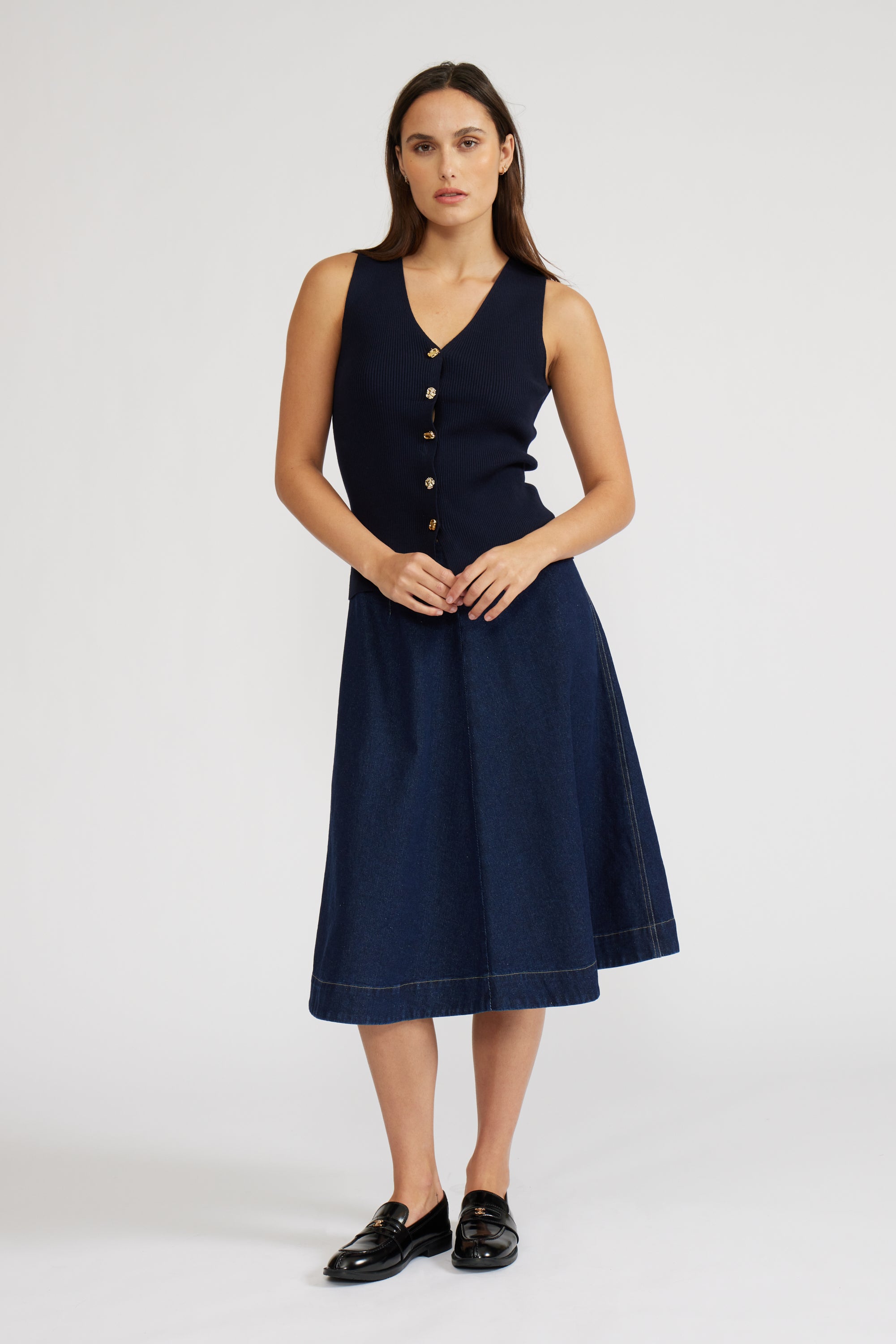 Lucy Paris - Nula Denim Skirt - Dark Blue