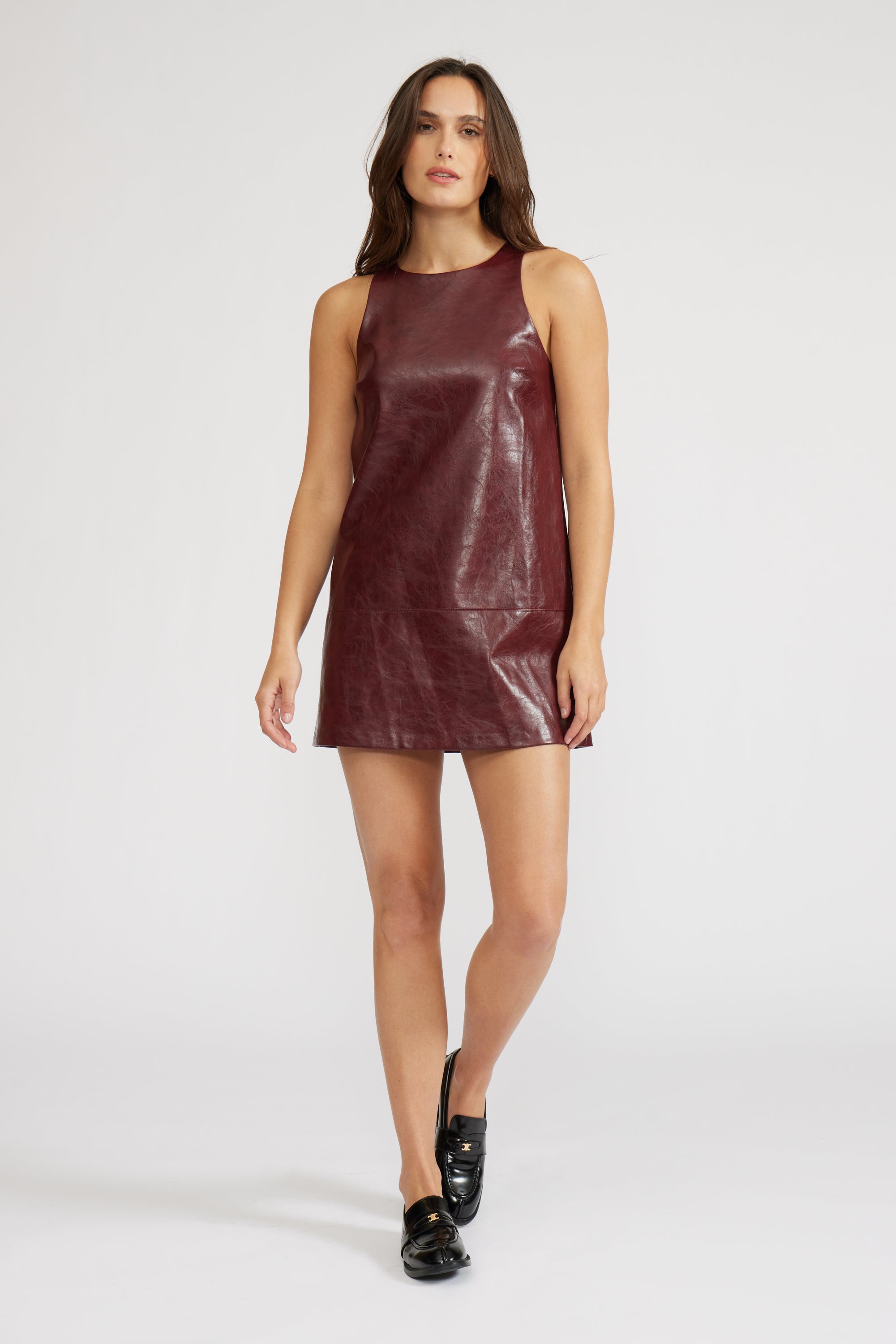 Lucy Paris - Onyx Faux Leather Dress - Burgundy XSmall Lucy Paris - Onyx Faux Leather Dress - Burgundy XSmall