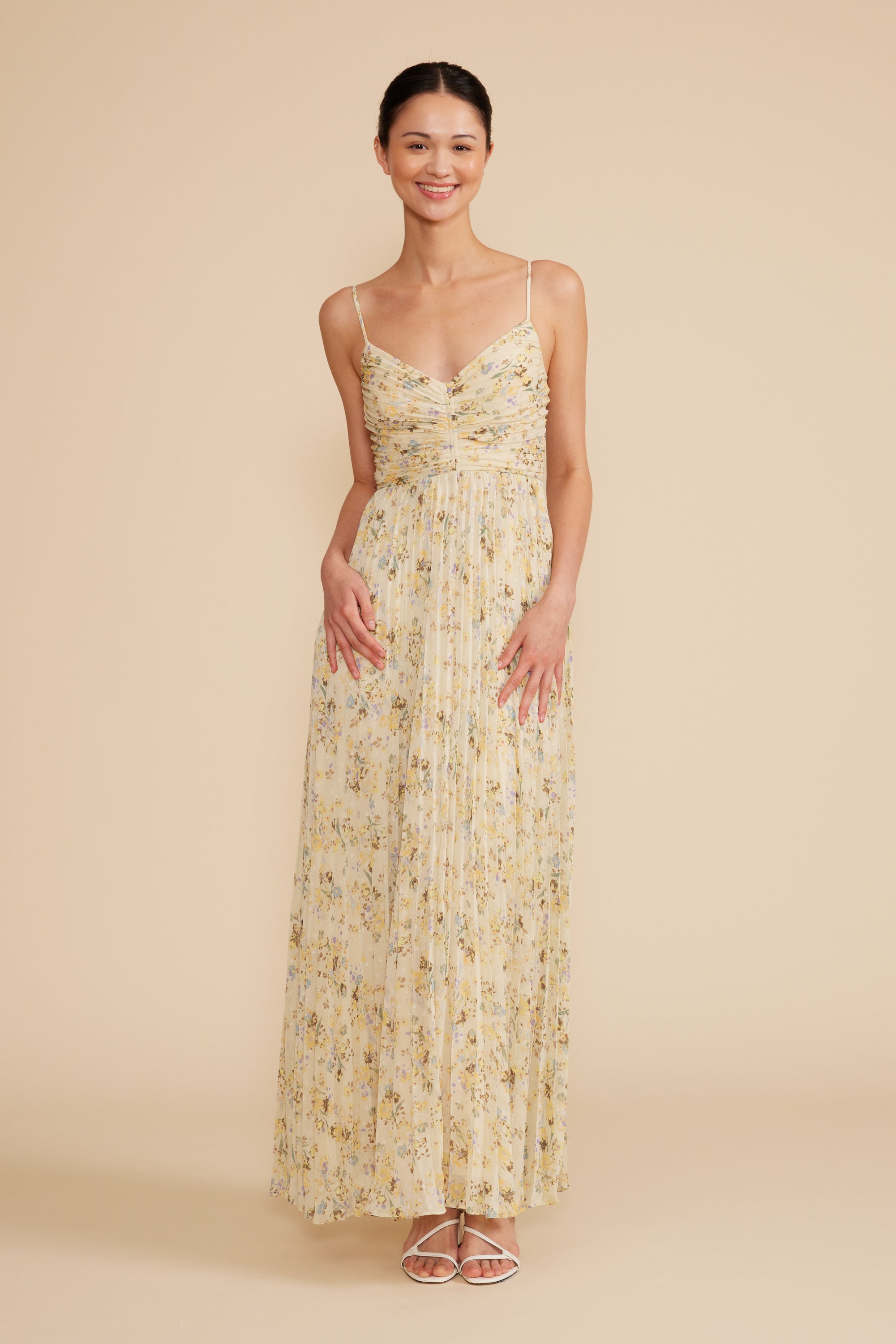 Lucy Paris - Rose Pleated Dress - Butter yellow