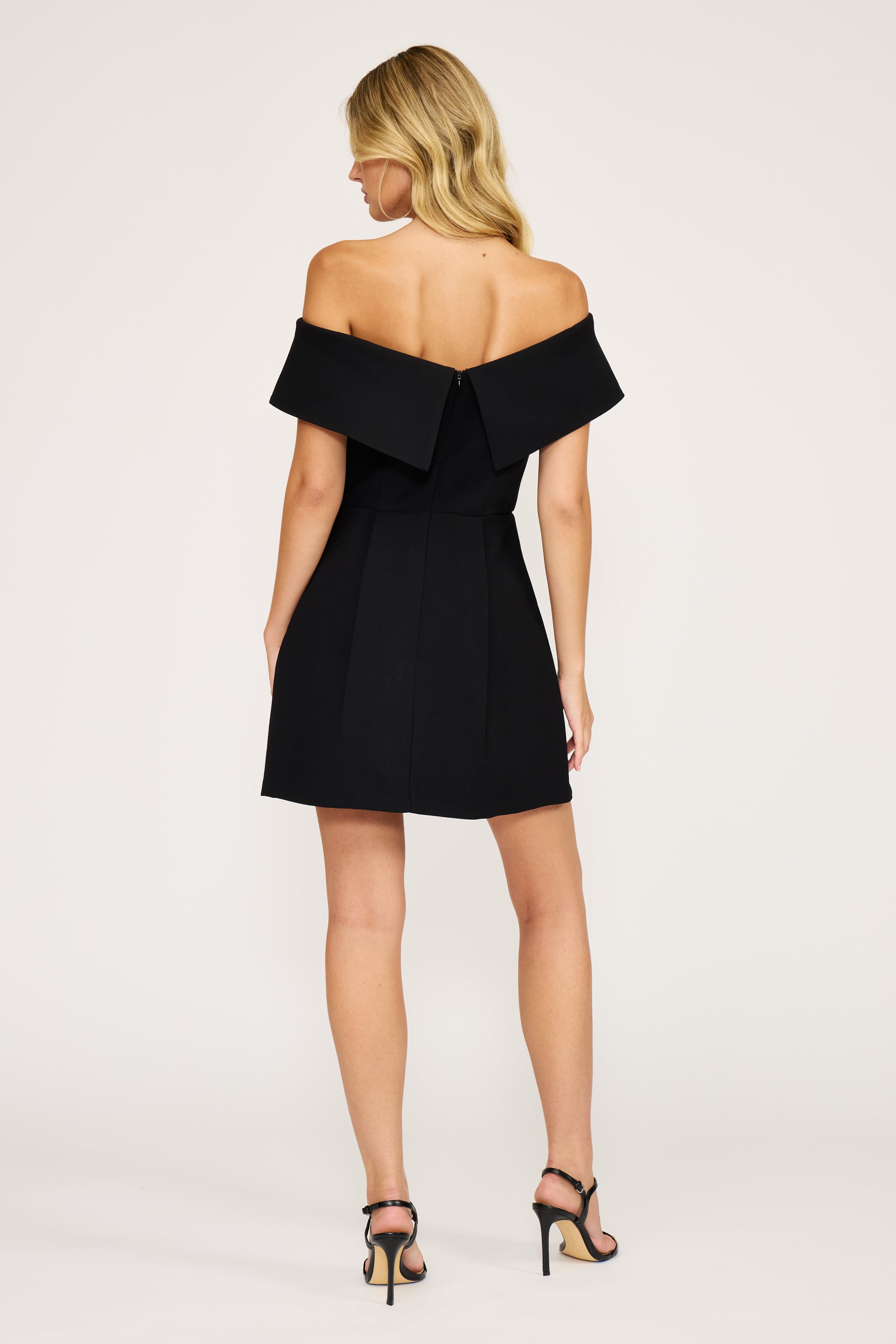Erin OTS Mini Dress - Black