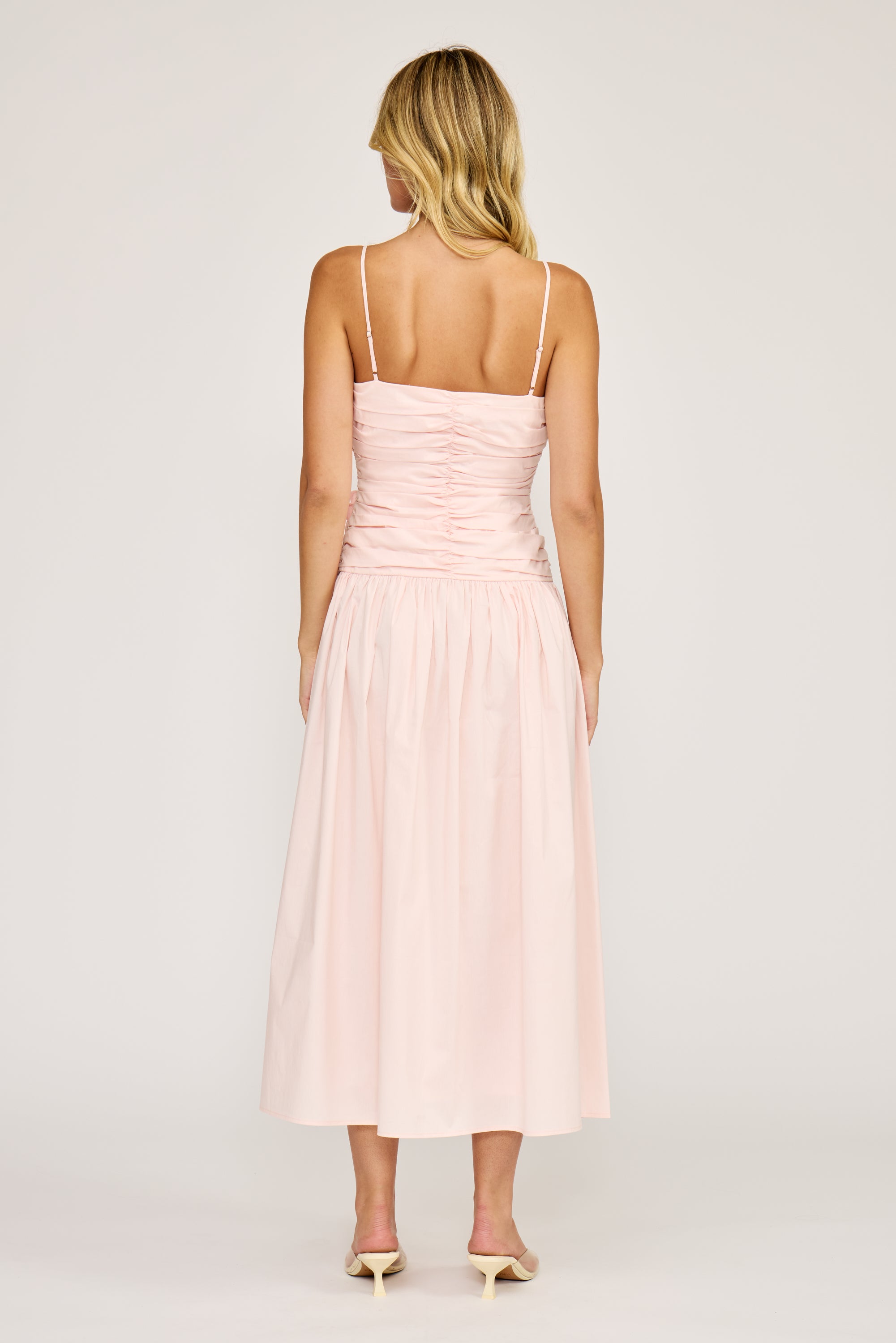 Harlowe Ruched Midi Dress - Soft Pink