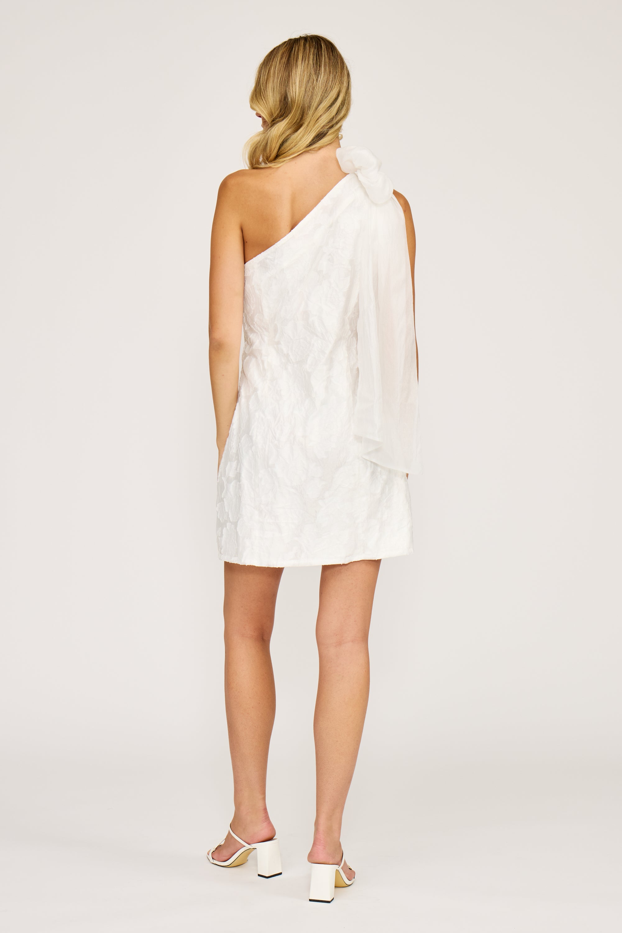 Mercy One Shoulder Bow Dress - White