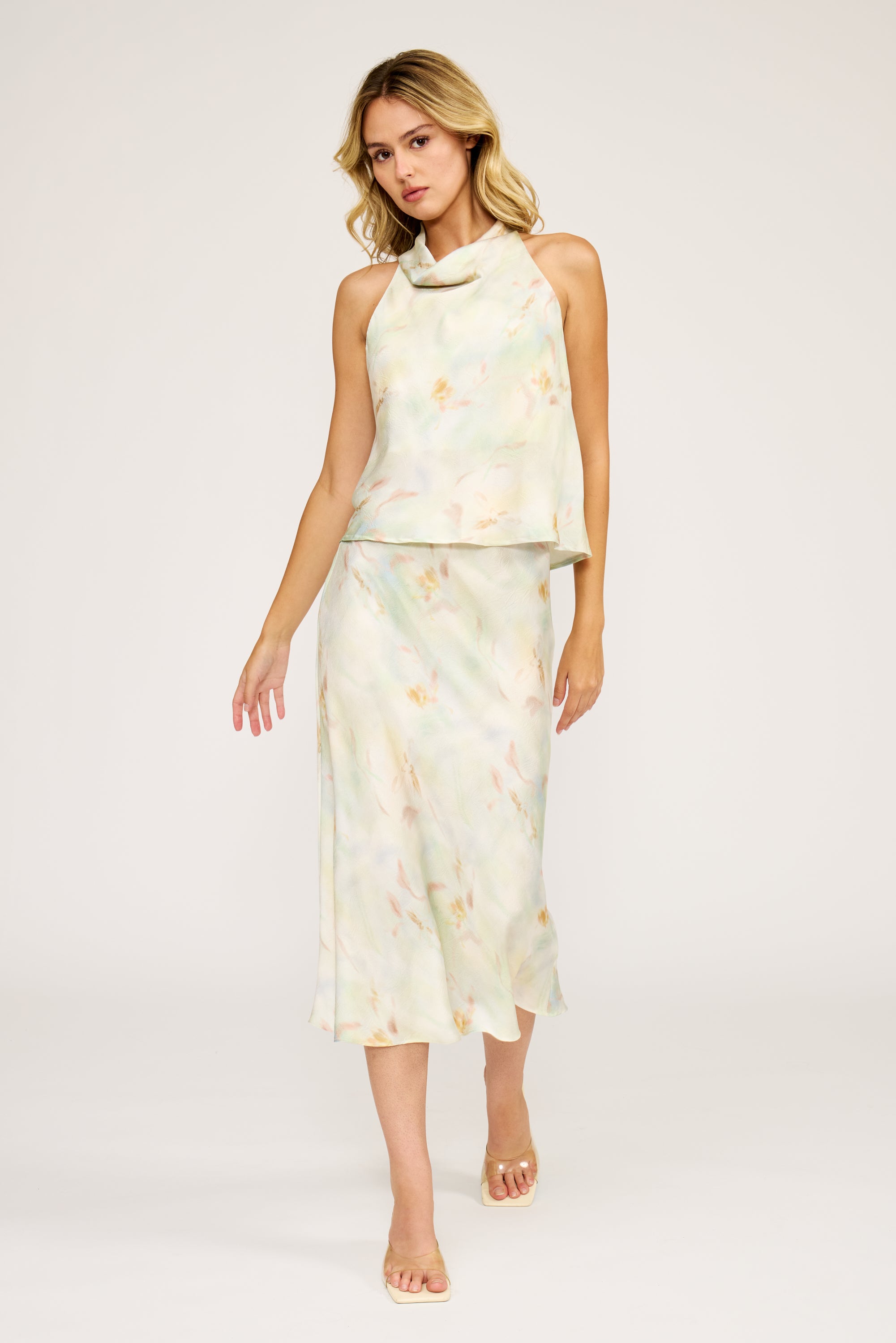 Barbara Satin Skirt - Mint