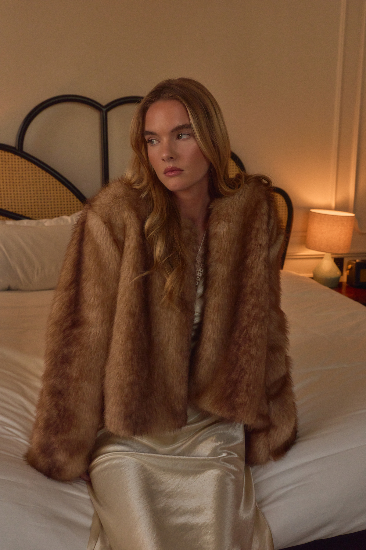 Carrie Faux Fur Jacket - Light Brown