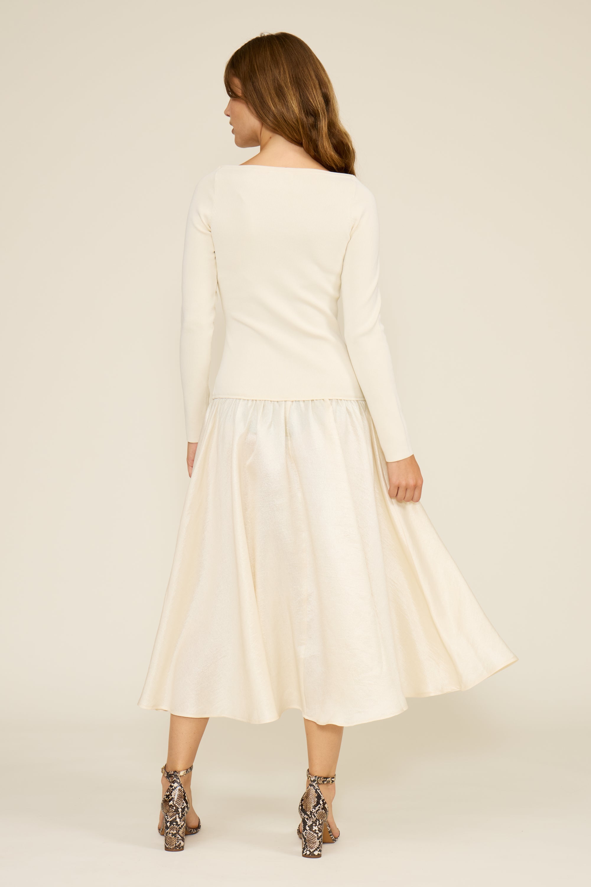 Elsa Mixed Media Dress - Cream