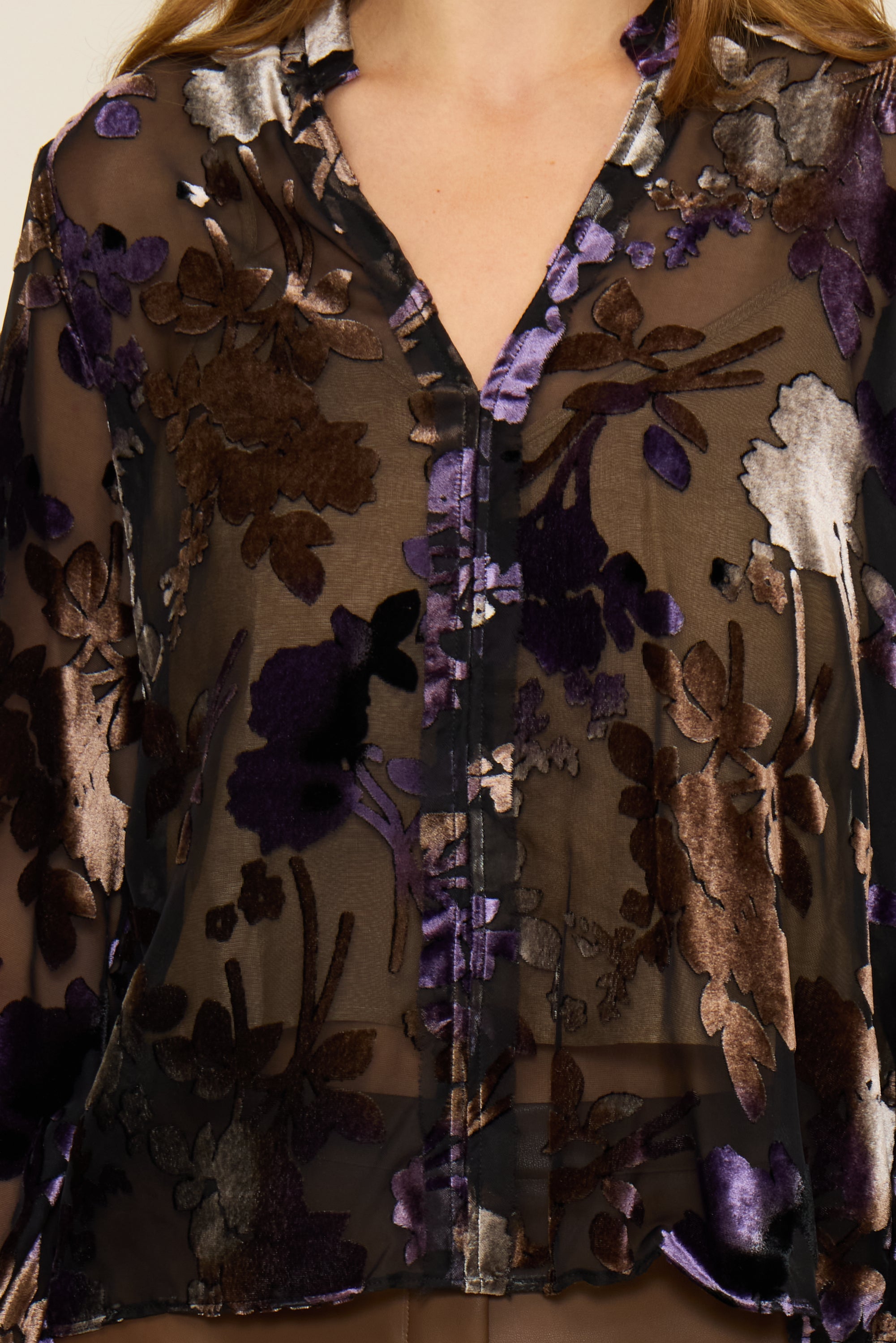 Jacaranda Burnout Top - Purple Floral