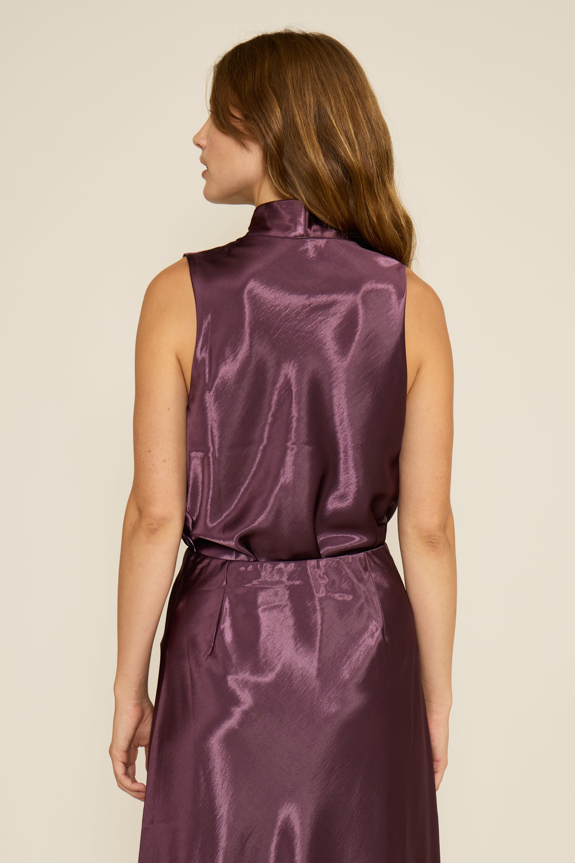 Dorothy Satin Top - Plum