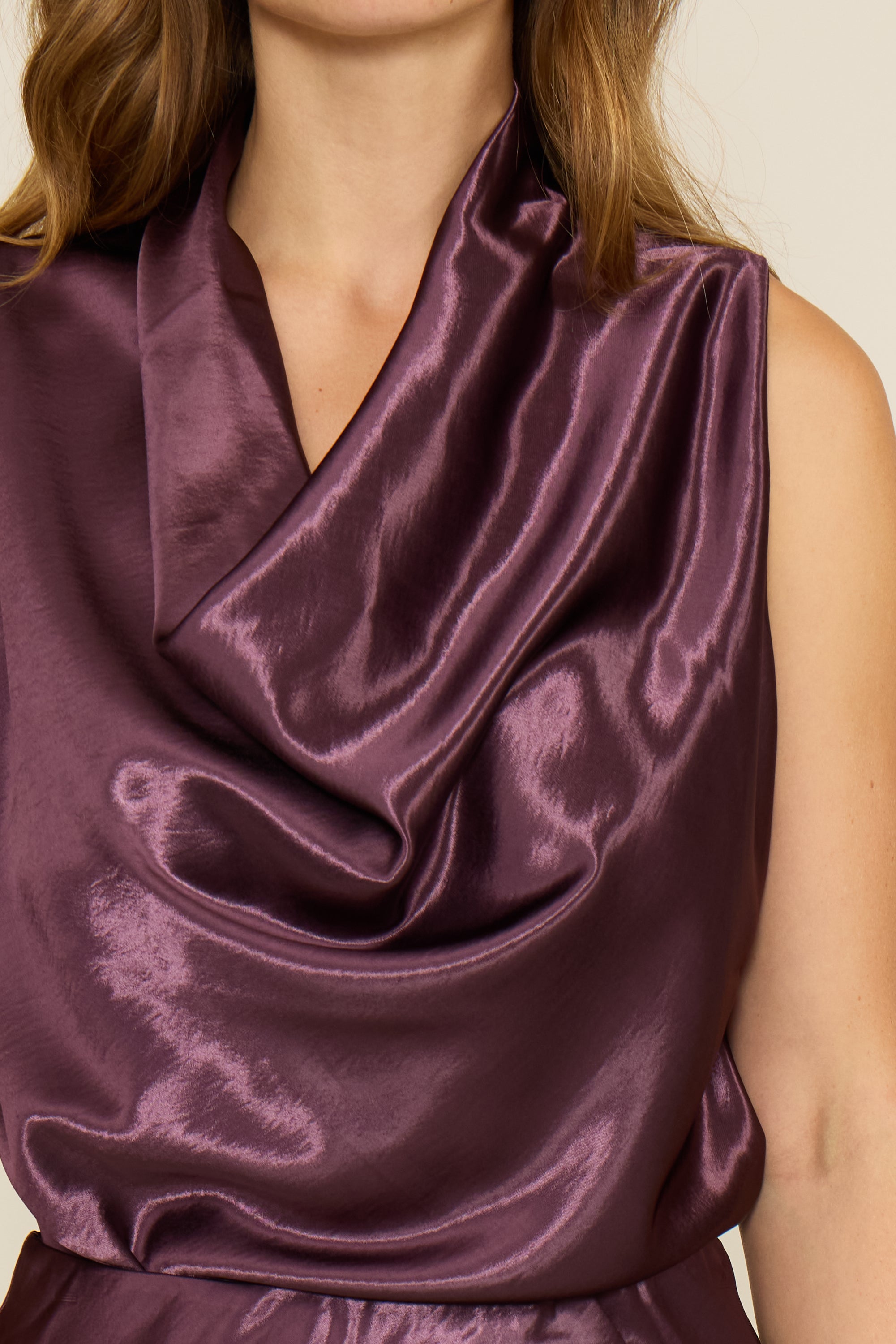 Dorothy Satin Top - Plum