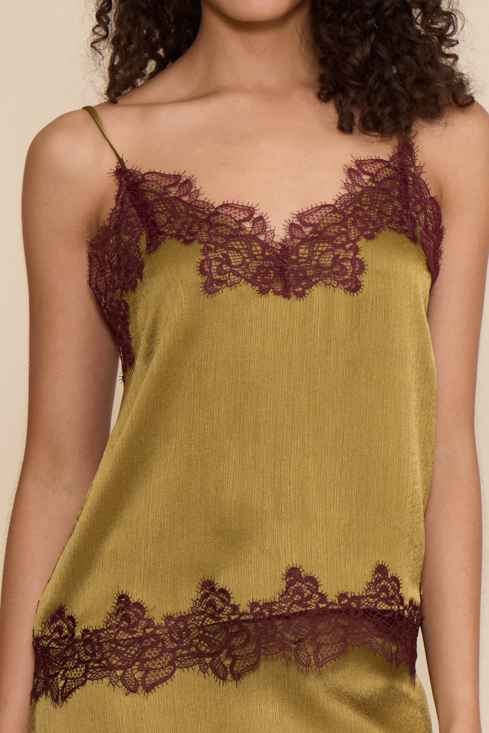 Vanessa Satin Lace Trim - Chartreuse