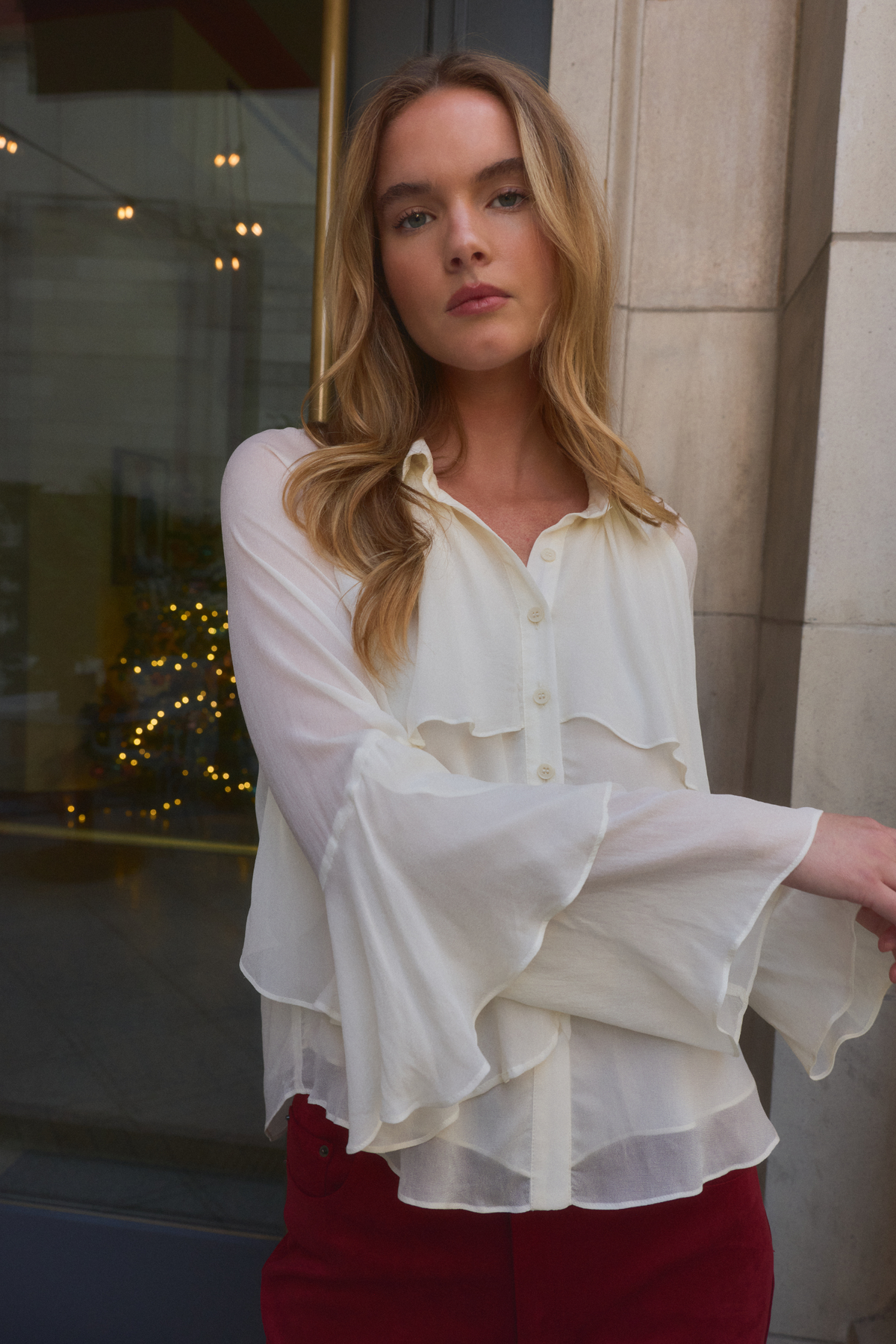 Wilfred Ruffle Top - Ivory