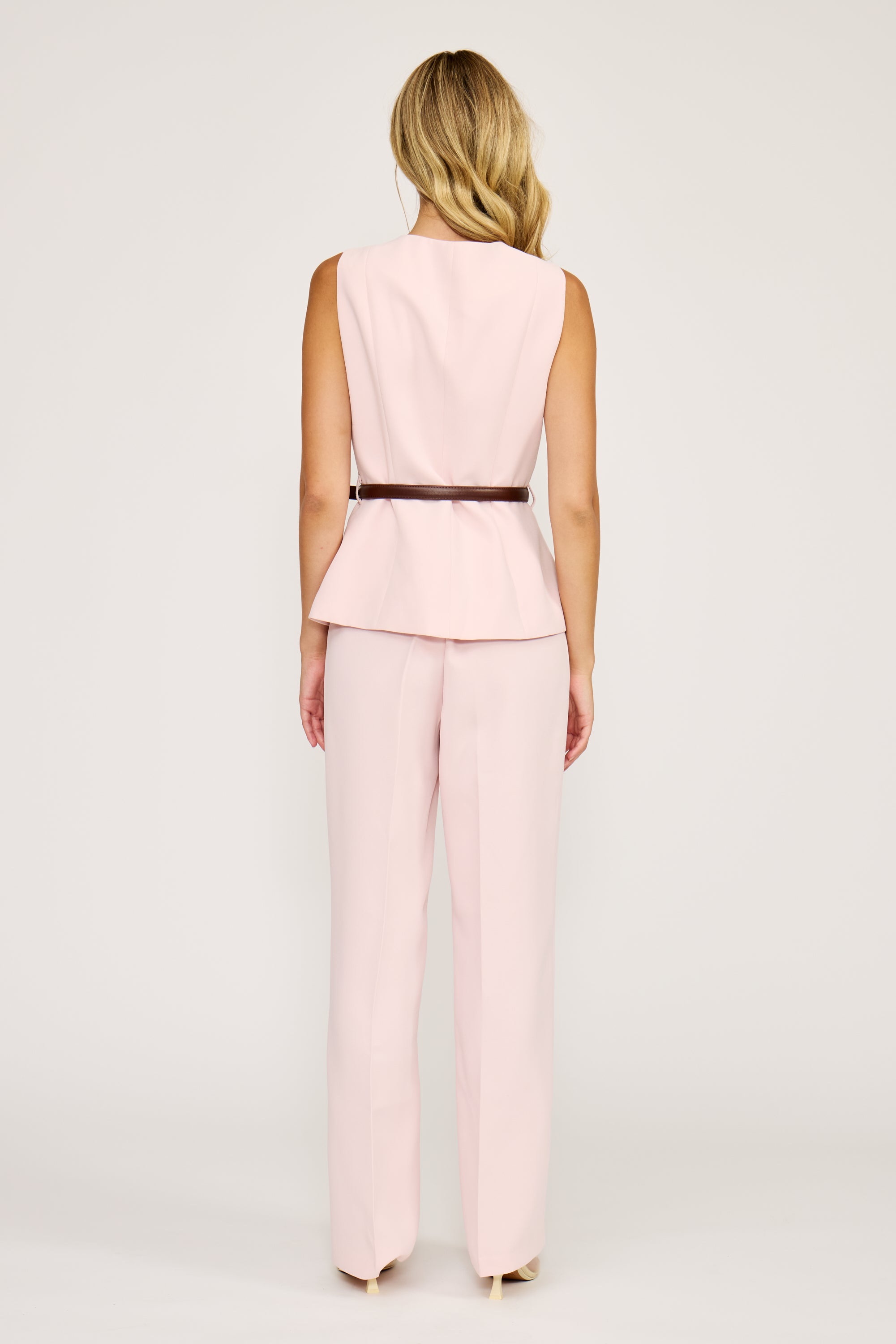 Anna Belted Vest - Pink