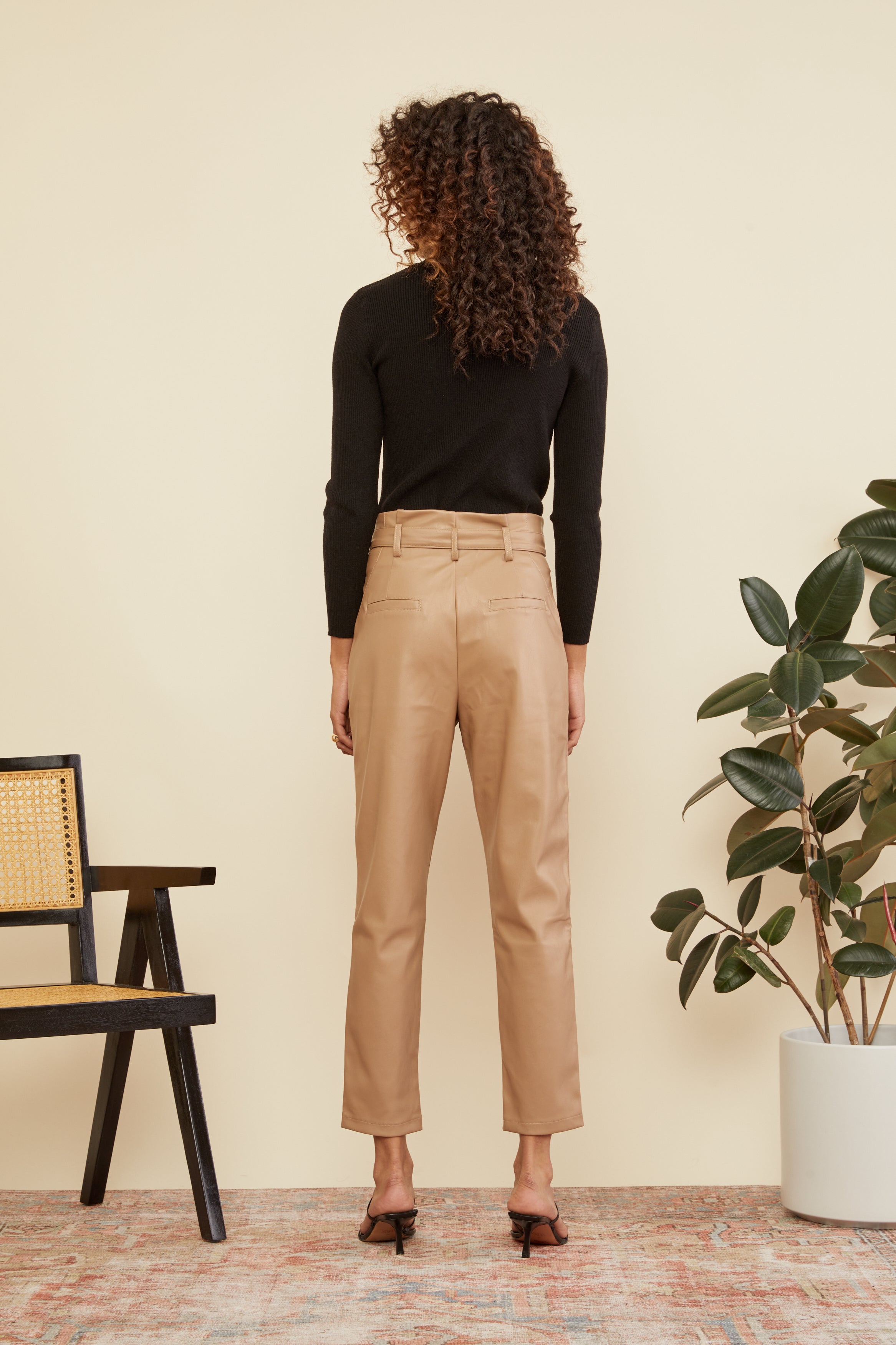 Alaina Faux Leather Pant Taupe