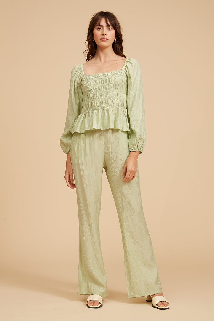 Lucy Paris - Pear Smocked Pant - Green