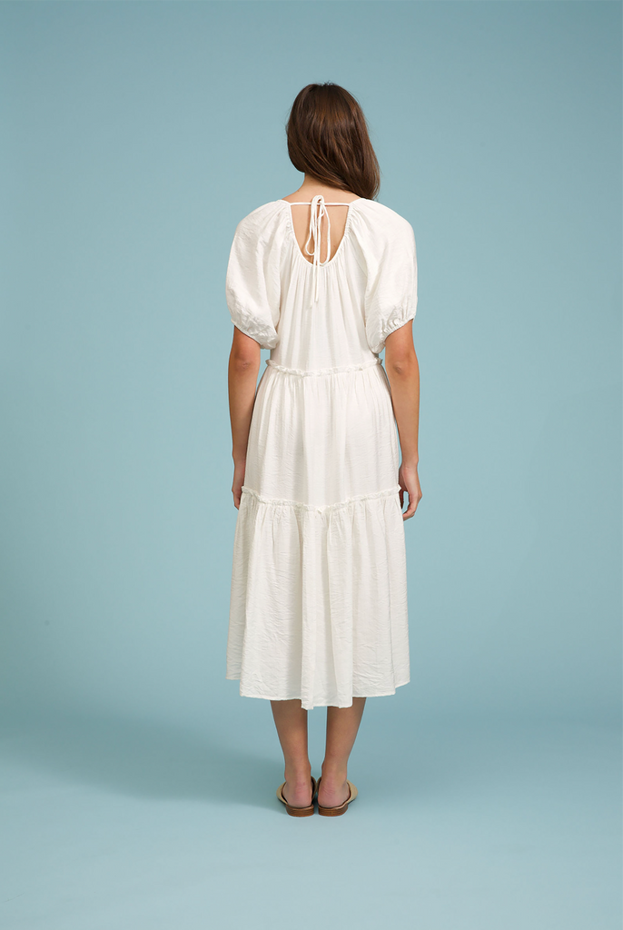 Maddox Tiered Dress White